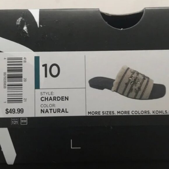 Simply Vera Vera Wang Charden Embellished Slip On Natural Sandals Size: 10 NEW - Picture 3 of 7